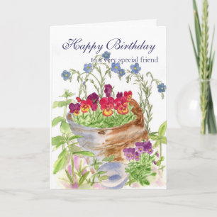 Bonne carte de bouquet de fleurs amies d'anniversa