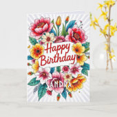 Bonne carte de bouquet floral d'aquarelle d'annive (Fleur jaune)