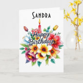 Bonne carte de bouquet floral d'aquarelle d'annive (Fleur jaune)