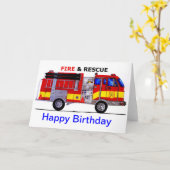 Bonne carte de camion d'incendie d'anniversaire (Fleur jaune)