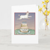 Bonne carte de caniche d'anniversaire (Fleur jaune)