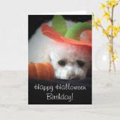 Bonne carte de caniche d'anniversaire d'Halloween (Fleur jaune)