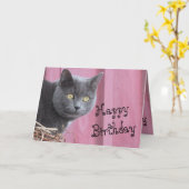 Bonne carte de chat Kitty Birthday (Fleur jaune)
