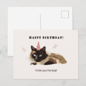 Bonne carte de chat pour anniversaire amusant (Devant / Derrière)