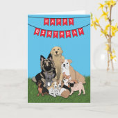 Bonne carte de chien d'anniversaire (Fleur jaune)