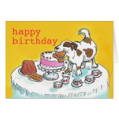 Bonne carte de chien d'anniversaire de gâteau (Devant horizontal)