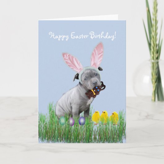 Bonne carte de chiot Pitbull pour l'anniversaire d (Devant)