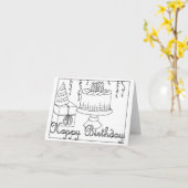 Bonne carte de coloriage d'anniversaire (Fleur jaune)