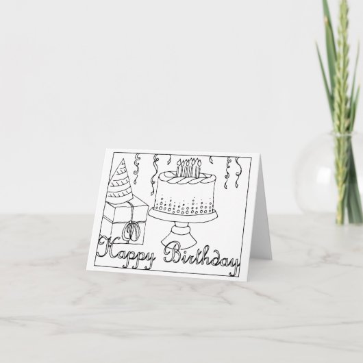 Bonne carte de coloriage d'anniversaire (Devant)