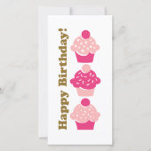 Bonne carte de Cupcake rose anniversaire (Devant)