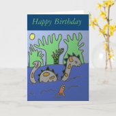 Bonne carte de dinosaure d'anniversaire (Fleur jaune)