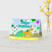 Bonne carte de dinosaures d'anniversaire (Fleur jaune)
