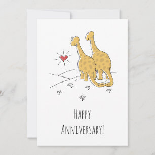 Bonne carte de dinosaures mariées à l'anniversaire