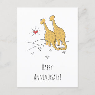 Bonne carte de dinosaures mariées à l'anniversaire