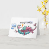 Bonne carte de dragon d'anniversaire (Fleur jaune)