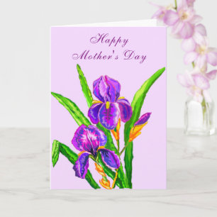 Bonne carte de fête des mères Fleurs pourpres d'Ir