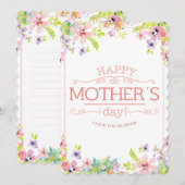 Bonne carte de fête des mères - Fleurs sauvages bo (Devant / Derrière)