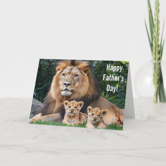 Bonne carte de Fête des pères Lion Cubs Message de (Devant)