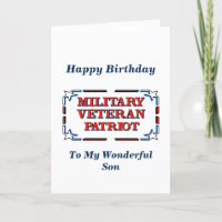 Bonne carte de fils vétéran d'anniversaire