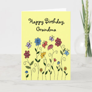 Bonne carte de fleurs et papillons d'anniversaire
