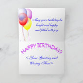 Bonne carte de gâteau d'anniversaire (Intérieur)
