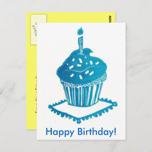Bonne carte de gâteau d'anniversaire (Devant / Derrière)