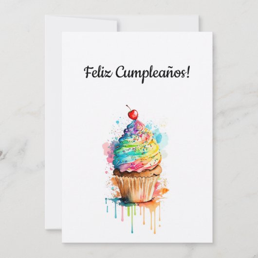Bonne carte de gâteau d'anniversaire en espagnol (Devant)