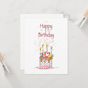 Bonne carte de gâteau Doodle Birthday