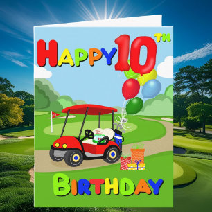 Bonne carte de golf 10th Birthday Red Boys
