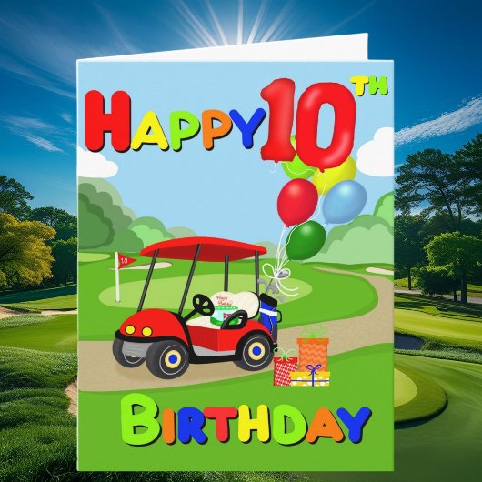Bonne carte de golf 10th Birthday Red Boys
