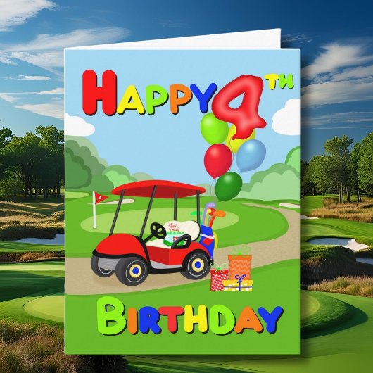 Bonne carte de golf Red Boys 4th Birthday