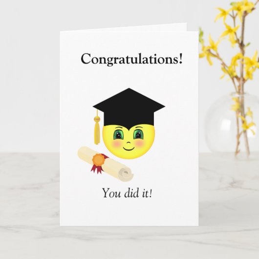Bonne carte de graduation face (Fleur jaune)