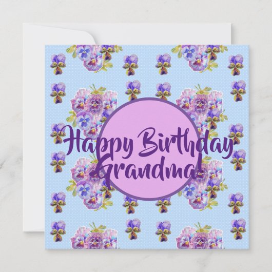 Bonne carte de grand-mère fleurie Pansy pour anniv (Devant)