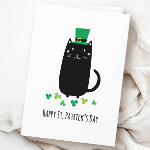 Bonne carte de jour St. Patrick avec chat noir