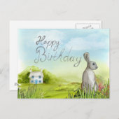 Bonne carte de lapin d'anniversaire (Devant / Derrière)