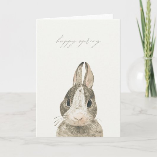 Bonne carte de lapin d'aquarelle de Pâques mignonn (Devant)