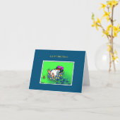 Bonne carte de manchot d'anniversaire (Fleur jaune)