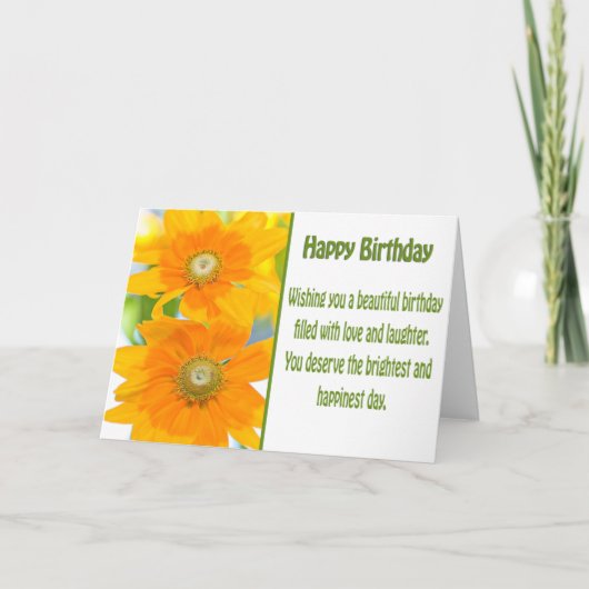 Bonne carte de marguerites jaunes d'anniversaire (Devant)
