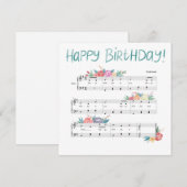 Bonne carte de musique feuille fleurie d'anniversa (Devant / Derrière)