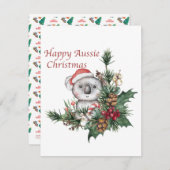 Bonne carte de Noël australienne avec Koala (Devant / Derrière)