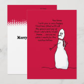 Bonne carte de Noël blanche de Snowman Sarcastique (Devant / Derrière)
