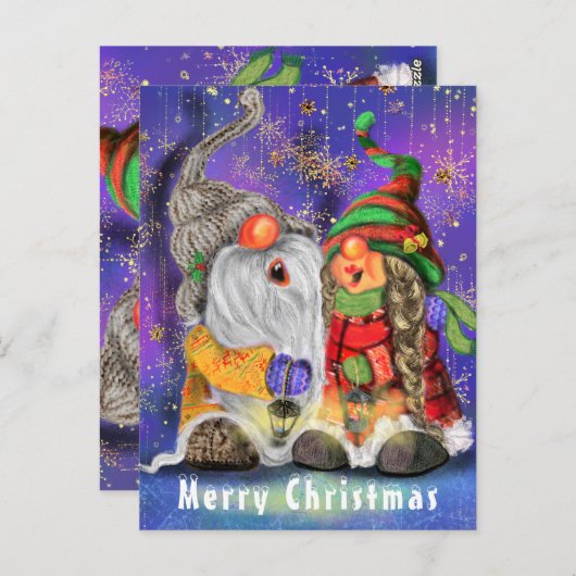 Bonne carte de Noël Gnome (Devant / Derrière)