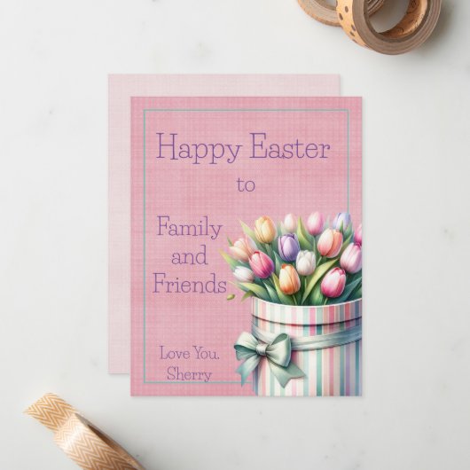 Bonne carte de note à plat de Pâques (Devant/Arrière en situation)