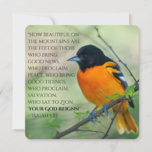 Bonne carte de nouvelles avec Oriole coloré & Isaï