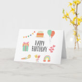 Bonne carte de nuage de mot d'anniversaire (Fleur jaune)