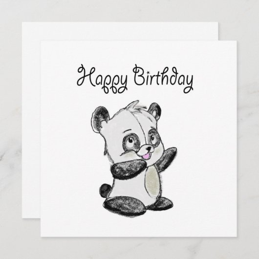 Bonne carte de panda d'anniversaire (Devant / Derrière)