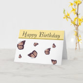 Bonne carte de papillon Monarque à la main pour an (Fleur jaune)