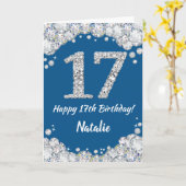 Bonne carte de Parties scintillant 17e anniversair (Fleur jaune)