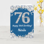 Bonne carte de Parties scintillant 76th Birthday B (Fleur jaune)