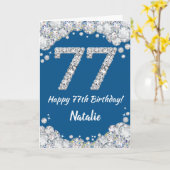Bonne carte de Parties scintillant 77th Birthday B (Fleur jaune)